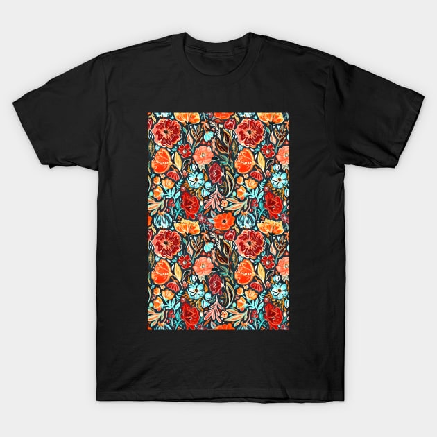 Vivid Messy Painted Floral Pattern T-Shirt by micklyn
